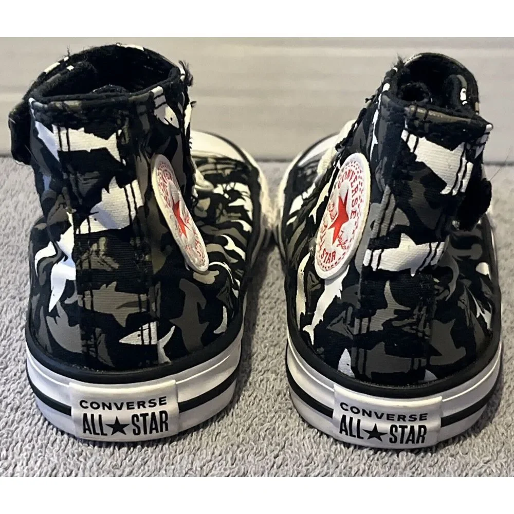Converse  Hi Shark Bite Black Red Junior Kids Casual‎ Shoes 5